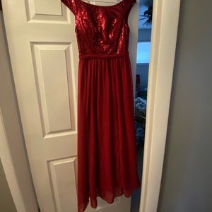 Azazie Fresa Red Sparkle Dress